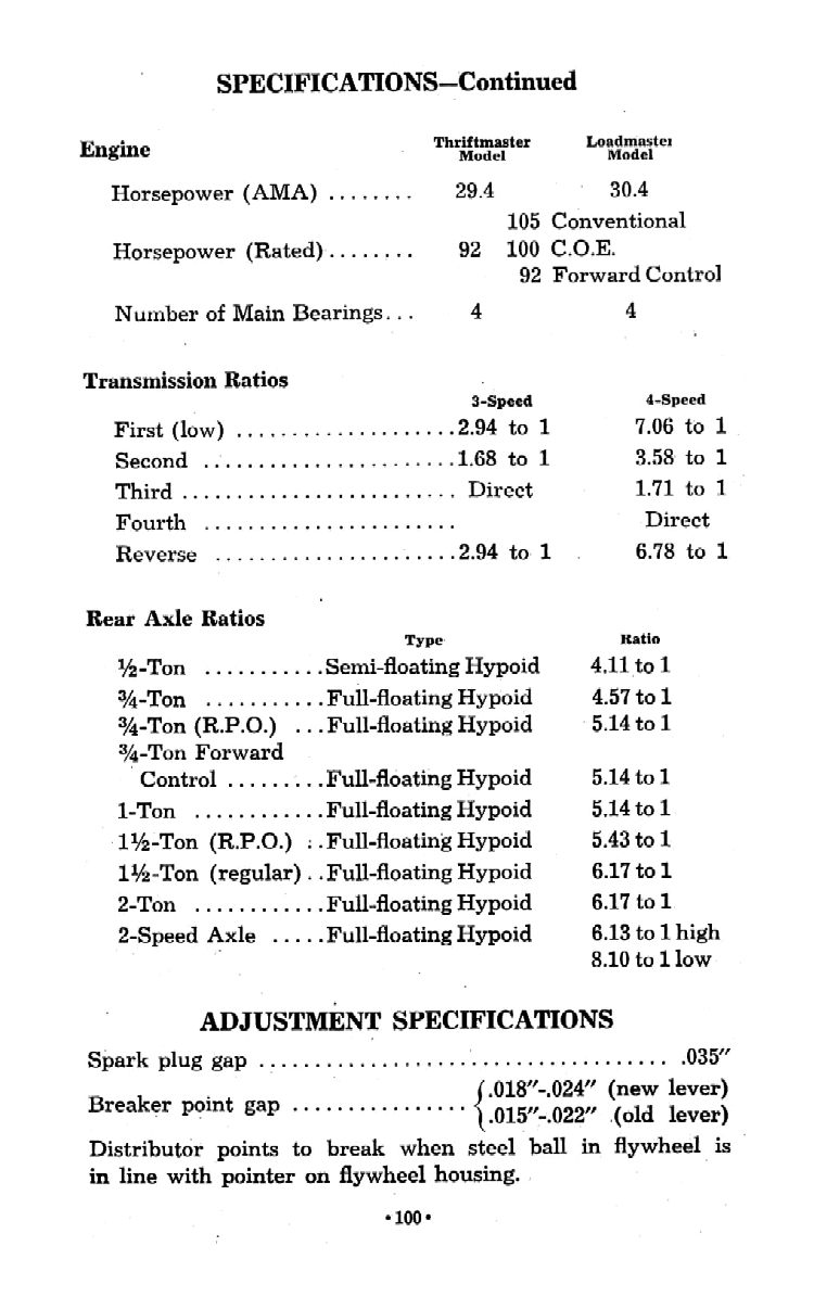 1951 Chevrolet Trucks Operators Manual Page 99